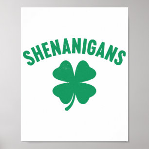 Shenanigans Kleeblatt St. Patrick's Day Retro Poster
