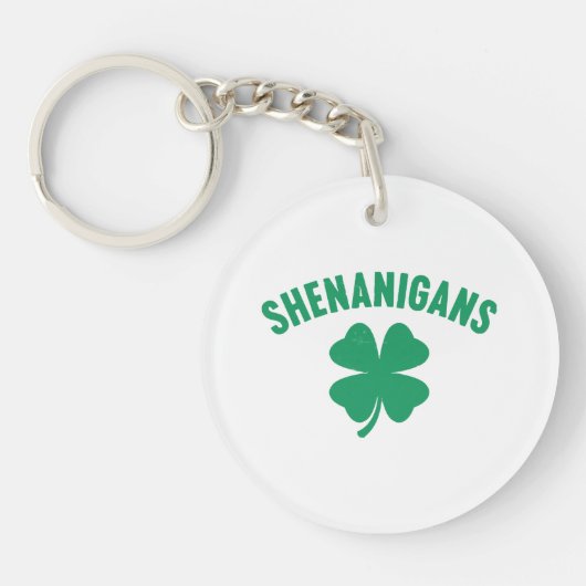 Shenanigans Kleeblatt St. Patrick's Day Retro Schlüsselanhänger (Vorderseite)
