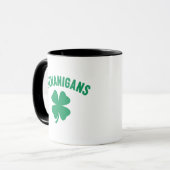 Shenanigans Kleeblatt St. Patrick's Day Retro Tasse (Vorderseite Links)