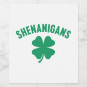 Shenanigans Kleeblatt St. Patrick's Day Retro Weinetikett (Einzelnes Label)