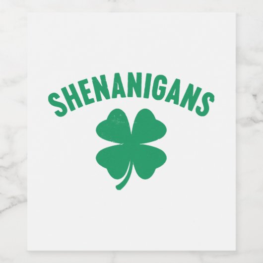 Shenanigans Kleeblatt St. Patrick's Day Retro Weinetikett (Einzelnes Label)