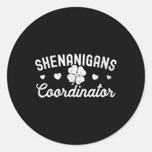 Shenanigans Koordinator Frohen St. Patrick's Day T Runder Aufkleber