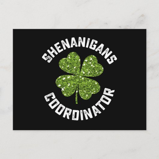 Shenanigans-Koordinator Funny St Patrick's Day Postkarte (Vorderseite)