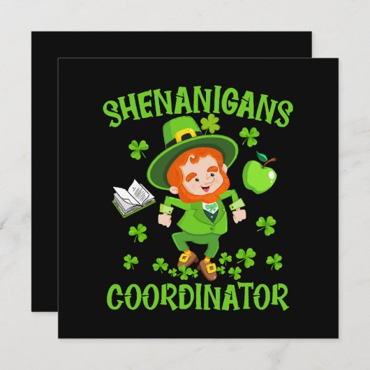Shenanigans-Koordinator Funny Teacher St Patrick's Einladung (Vorne/Hinten)