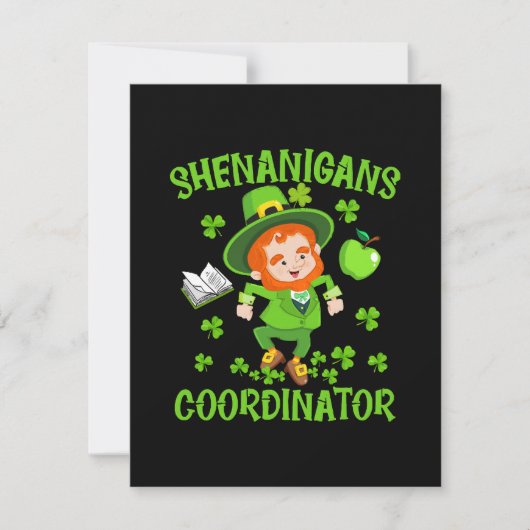 Shenanigans-Koordinator Funny Teacher St Patrick's RSVP Karte (Vorderseite)