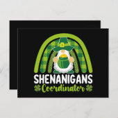 Shenanigans-Koordinator Gnomes St Patrick's Day Postkarte (Vorne/Hinten)