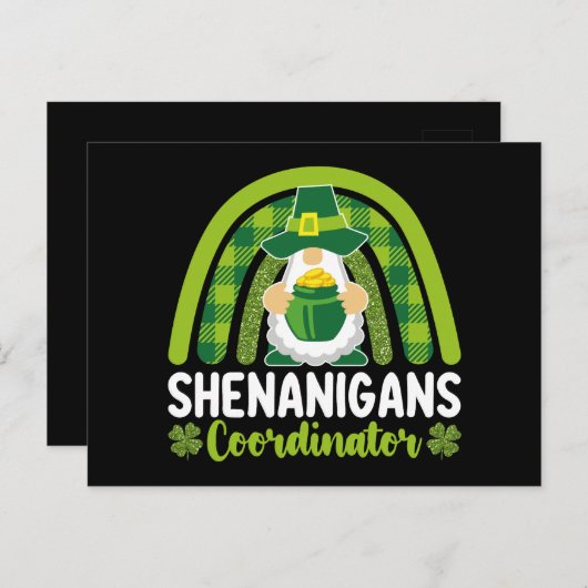 Shenanigans-Koordinator Gnomes St Patrick's Day Postkarte (Vorne/Hinten)