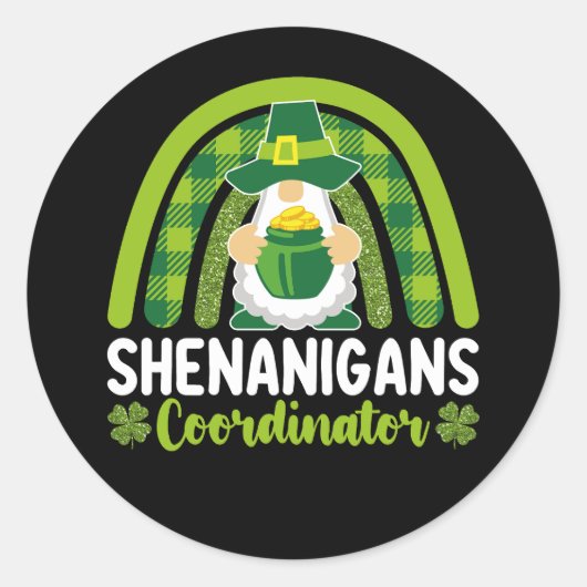Shenanigans-Koordinator Gnomes St Patrick's Day Runder Aufkleber (Vorderseite)