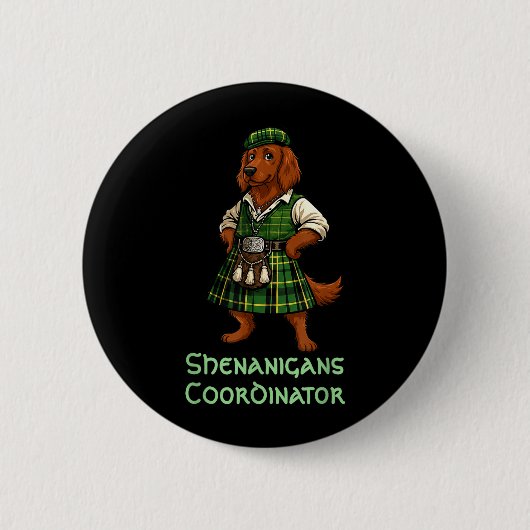 Shenanigans-Koordinator Irischer Roter Setter Hund Button (Vorderseite)