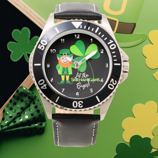 Shenanigans Leprechaun Kleeblatt St Patrick Nummer Armbanduhr (Von Creator hochgeladen)