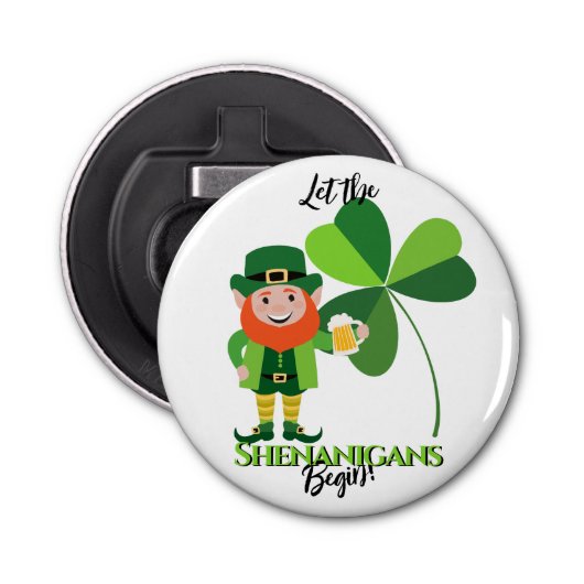 Shenanigans Leprechaun Kleeblatt St Patrick's Day Flaschenöffner (Vorderseite)