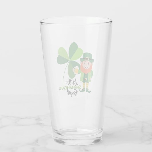 Shenanigans Leprechaun Kleeblatt St Patrick's Day Glas (Rückseite)
