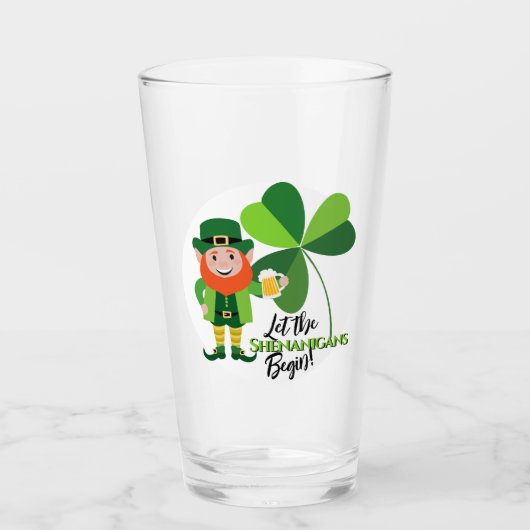 Shenanigans Leprechaun Kleeblatt St Patrick's Day Glas (Vorderseite)