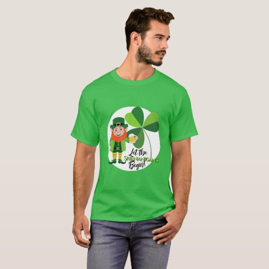 Shenanigans Leprechaun Kleeblatt St Patrick's Day T-Shirt (Vorne ganz)