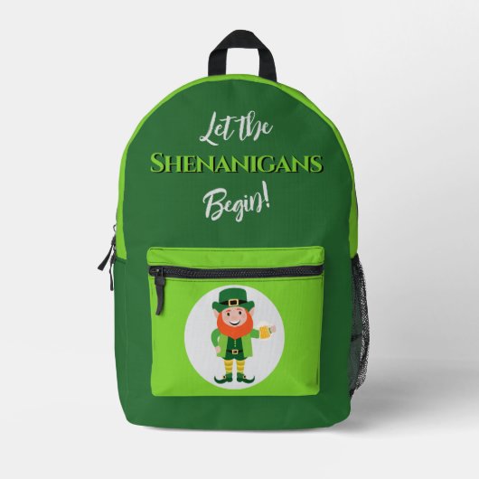 Shenanigans Leprechaun St Patrick's Day Bedruckter Rucksack (Vorderseite)