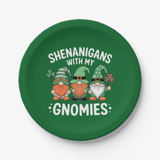 Shenanigans mit meinen Gnomies St Patrick's Day Ir Pappteller (Vorderseite)