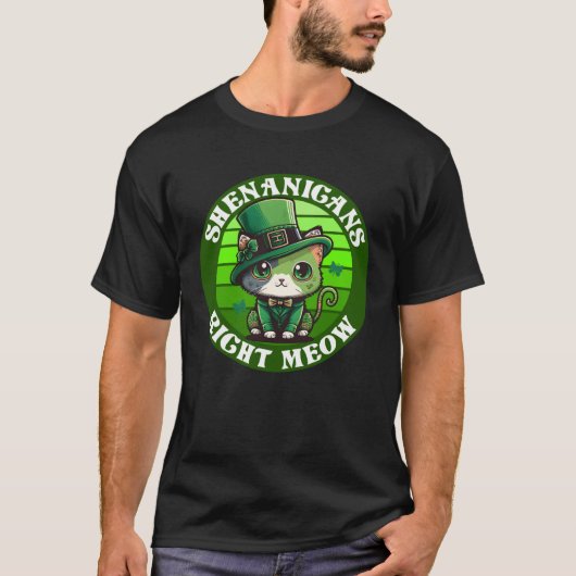 Shenanigans Right Meow Cat St Patrick s Day Party T-Shirt (Vorderseite)