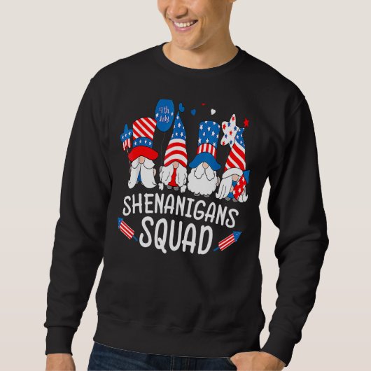 Shenanigans Squad 4. Juli Gnomes Patriotic Ame Sweatshirt (Vorderseite)