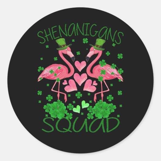Shenanigans Squad Flamingo St Patrick's Day Runder Aufkleber (Vorderseite)