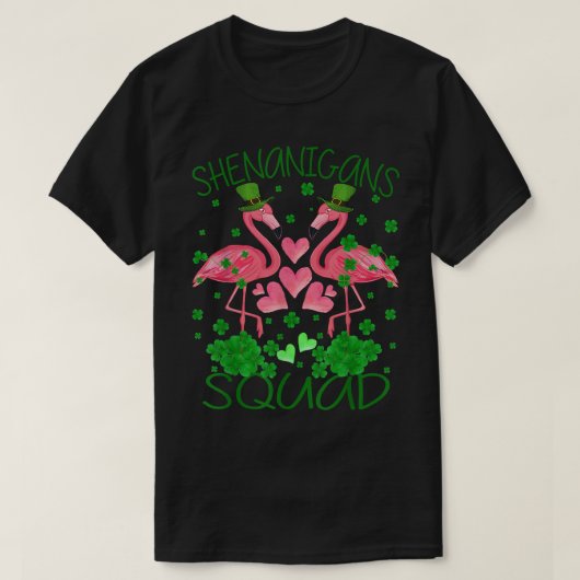 Shenanigans Squad Flamingo St Patrick's Day T-Shirt (Design vorne)