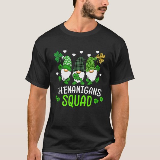Shenanigans Squad Gnomes Green Proud Irish St Patr T-Shirt (Vorderseite)