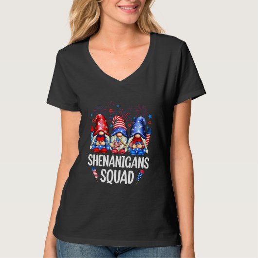 Shenanigans Squad Gnomes USA Independence Day 4th T-Shirt (Vorderseite)
