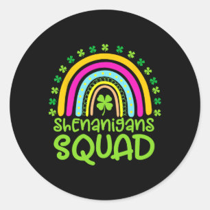 Shenanigans Squad Happy St Patrick's Day Rainbow S Runder Aufkleber