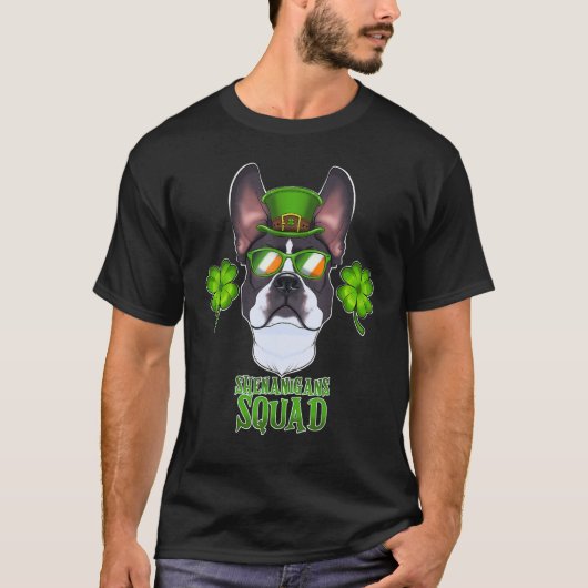 Shenanigans Squad I St Patricks Day Boston Terrier T-Shirt (Vorderseite)
