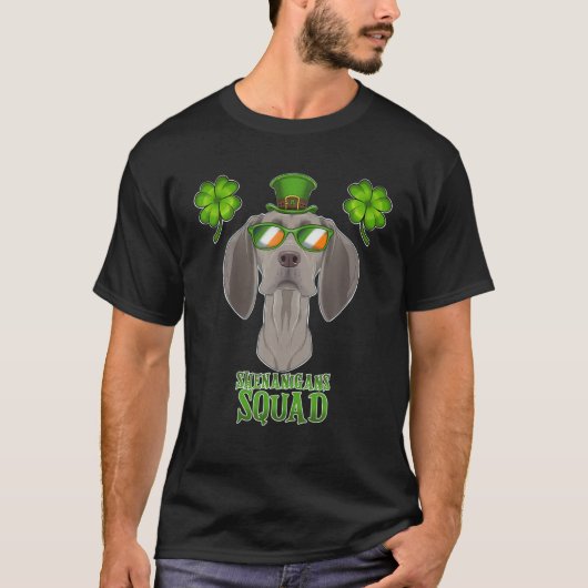 Shenanigans Squad I St Patricks Day Weimaraner T-Shirt (Vorderseite)