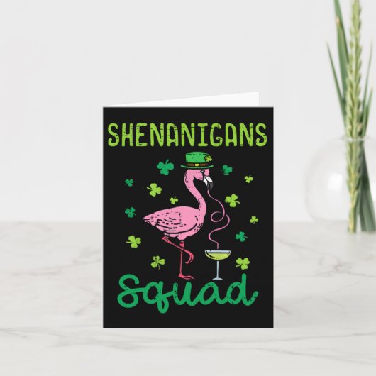 Shenanigans Squad Irish Flamingo St Patricks Day B Karte (Vorderseite)