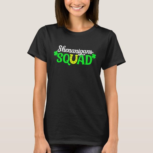 Shenanigans Squad Irish Retro Kleeblatt St Patrick T-Shirt (Vorderseite)