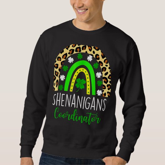 Shenanigans Squad Rainbow Leopard Print St Patrick Sweatshirt (Vorderseite)