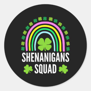 Shenanigans Squad Regenbogen Grün Kleeblatt St. Pa Runder Aufkleber