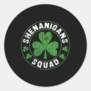 Shenanigans Squad Shamrocks Irischer Lustiger St. Runder Aufkleber