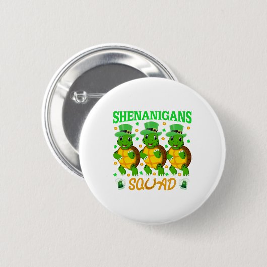 Shenanigans Squad St. Patrick�s Day Cute Turtle Button (Vorne & Hinten)