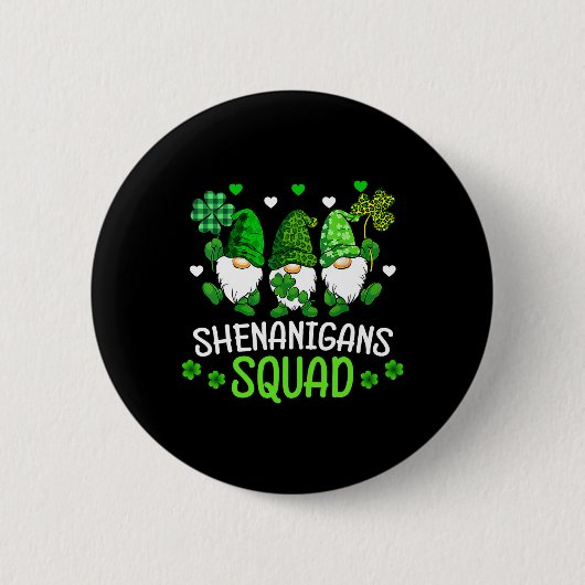 Shenanigans Squad St Patricks Day Gnome Familie Ma Button (Vorderseite)