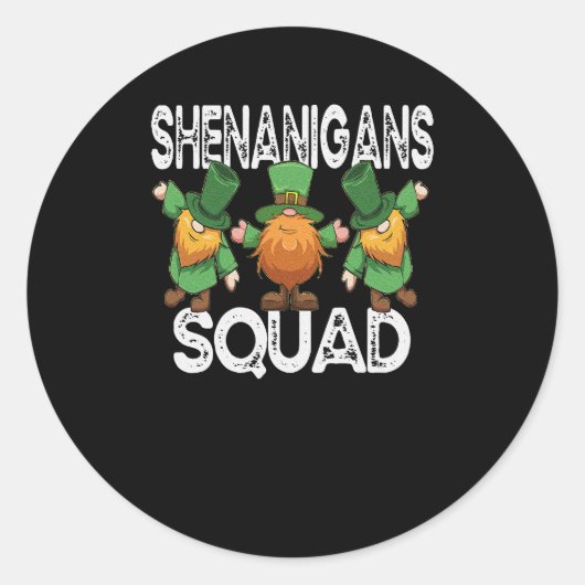 Shenanigans Squad St Patricks Day Gnomes Kleeblatt Runder Aufkleber (Vorderseite)