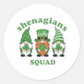 Shenanigans Squad St. Patrick's Day Gnomes Round S Runder Aufkleber (Vorderseite)