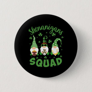 Shenanigans Squad St Patricks Day Gnomie Gnom Frau Button