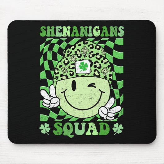 Shenanigans Squad St Patricks Day Groovy Shamrock Mousepad (Vorne)