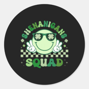 Shenanigans Squad St Patricks Day Hippie Face Gree Runder Aufkleber