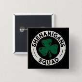 Shenanigans Squad St Patrick's Day Kleeblatt Button (Vorne & Hinten)