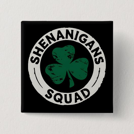 Shenanigans Squad St Patrick's Day Kleeblatt Button (Vorderseite)