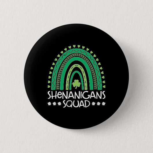 Shenanigans Squad St Patrick's Day Rainbow Shamroc Button (Vorderseite)