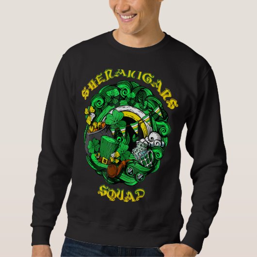 Shenanigans Squad St Patrick's Day Rainbow Shamroc Sweatshirt (Vorderseite)