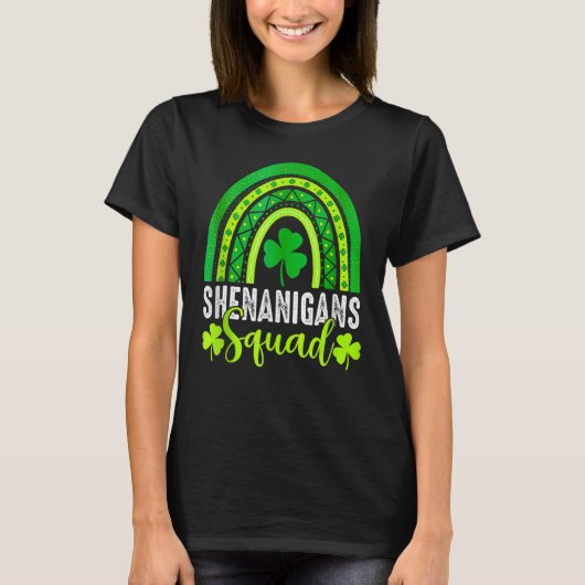 Shenanigans Squad St Patrick's Day Rainbow Shamroc T-Shirt (Vorderseite)