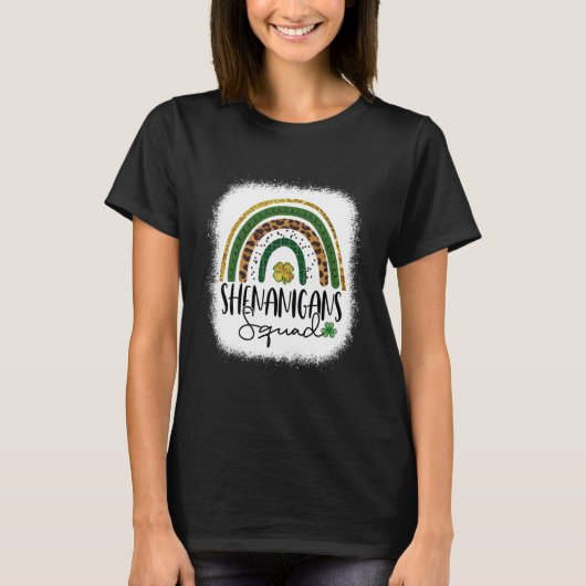 Shenanigans Squad St Patrick's Day Rainbow Shamroc T-Shirt (Vorderseite)