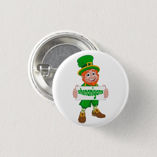 Shenanigans St. Patrick's Day Leprechaun St Pattys Button (Vorne & Hinten)