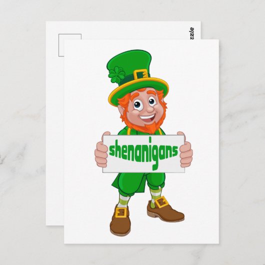 Shenanigans St. Patrick's Day Leprechaun St Pattys Postkarte (Vorne/Hinten)