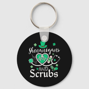 Shenanigans und Scrubs St. Patrick's Day Krankensc Schlüsselanhänger